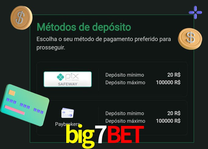 O cassino big7bet oferece uma grande variedade de métodos de pagamento